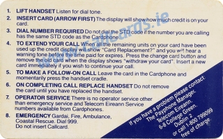 All Ireland Hurling Callcard (back) All Ireland Hurling Callcard (back)