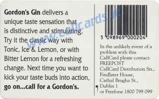 Gordon's Gin Callcard (back) Gordon's Gin Callcard (back)
