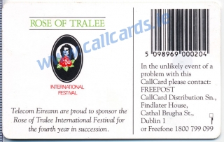 Rose of Tralee 1995 Callcard (back) Rose of Tralee 1995 Callcard (back)