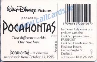 Pocahontas Callcard (back)