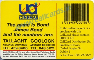James Bond "GoldenEye" Callcard (back) James Bond "GoldenEye" Callcard (back)