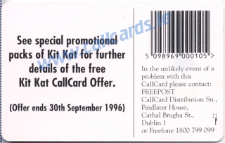 Kit Kat Callcard (back) Kit Kat Callcard (back)