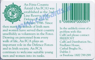 An FCA (F.C.A.) Callcard (back) An FCA (F.C.A.) Callcard (back)