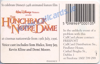 Disney's The Hunchback of Notre Dame Callcard (back) Disney's The Hunchback of Notre Dame Callcard (back)