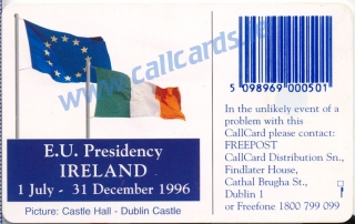 E.U. Presidency 1996 Callcard (back) E.U. Presidency 1996 Callcard (back)