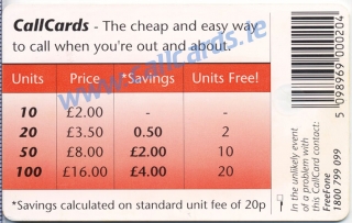 Music Callcard (back) Music Callcard (back)