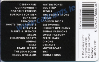 Jervis Shopping Centre Callcard (back) Jervis Shopping Centre Callcard (back)