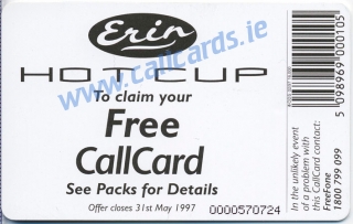 Erin Hot Cup 1997 Callcard (back) Erin Hot Cup 1997 Callcard (back)