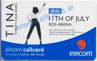 Tina Turner Twenty Four Seven Callcard (back) Tina Turner Twenty Four Seven Callcard (back)