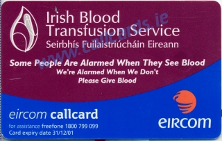 Irish Blood Transfusion Service Callcard (back) Irish Blood Transfusion Service Callcard (back)